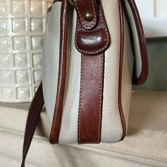 Coach Vintage Sheridan Glenwood Cream Brown Genuine Leather Crossbody Bag - Picture 7 of 15
